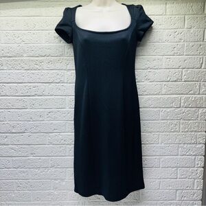 VTG‼ 90s Y2K SODA BLU Sz S Black Cap Sleeve Casual Boat Neck Midi Dress USA •VG‼